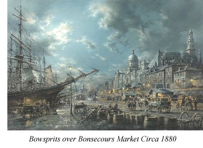 Bowsprits over Bonsecours Market Circa 1880